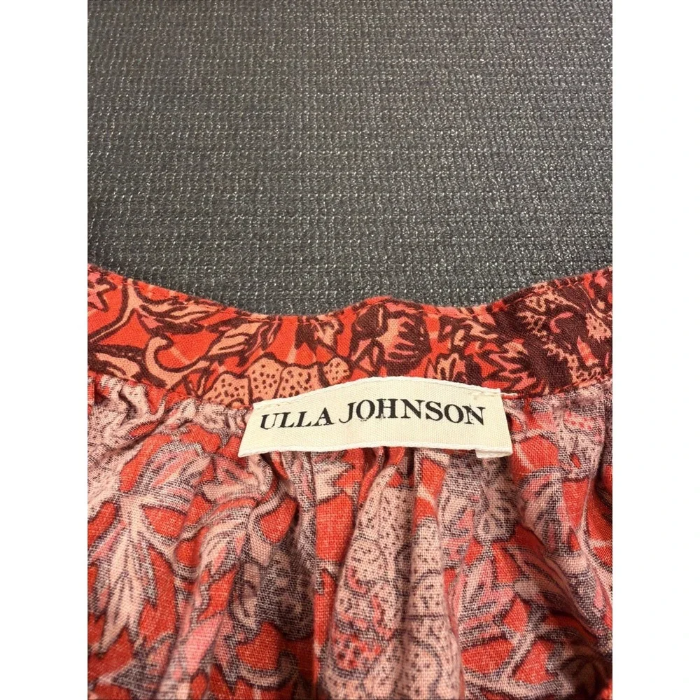 Ulla Johnson‎ Red Floral Puff Sleeve Mari Top Size 10